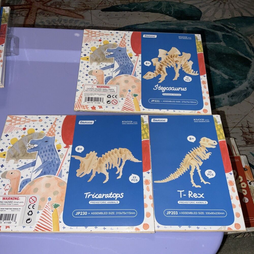 Dinosaurs Prehistoric 🦕🦖 Rowood Ser.  Robotime 3D Wood Puzzles Set of 3 NEW